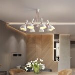 Dutti D0016 Contemporary LED chandelier luxury living room Pendant Light style creative personality restaurant lamp Designer modern minimalist home Iron bedroom study hall light white rose gold 10 head