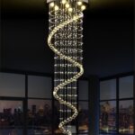 Dutti D0074 LED Chandelier Flush Mount Modern minimalist style crystal long villa duplex staircase lamp rotating living room hotel supermarket large hanging chandeliers lighting