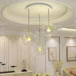 Dutti D0013 LED Chandelier minimalist kitchen Designer personality living room bar table chandelier Modern creative clothes store showroom shopping center decorative glass Mickey bubble ball Bean molecular 14 ball 3 lamp-disc style