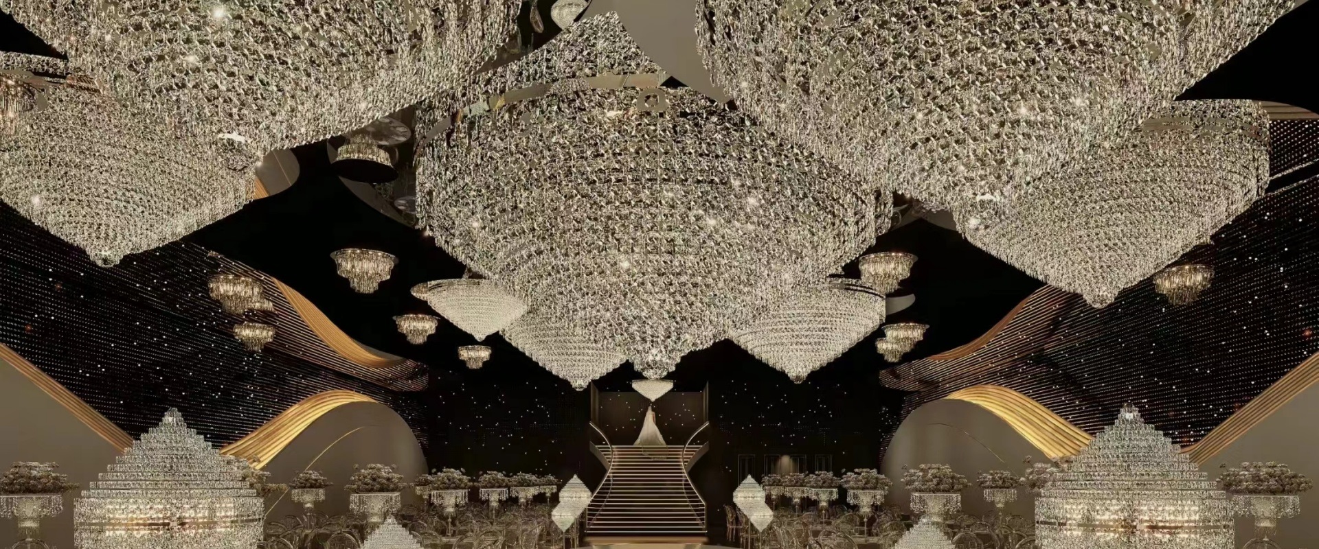 Dutti LED Modern Chandelier Large Crystal Ceiling Pendant Lighting Unique Design OEM ODM for Wedding Banquet Hall South Africa