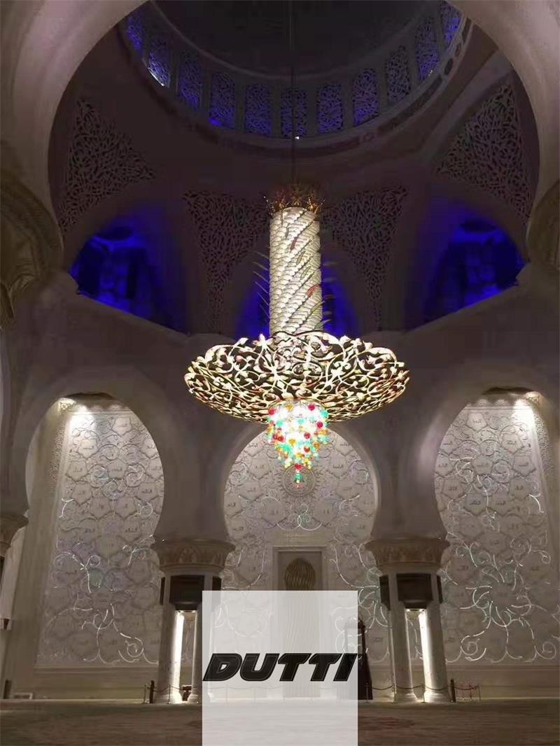 Non-standard aged brass Crystal LED Chandelier for Church Abu Dhabi